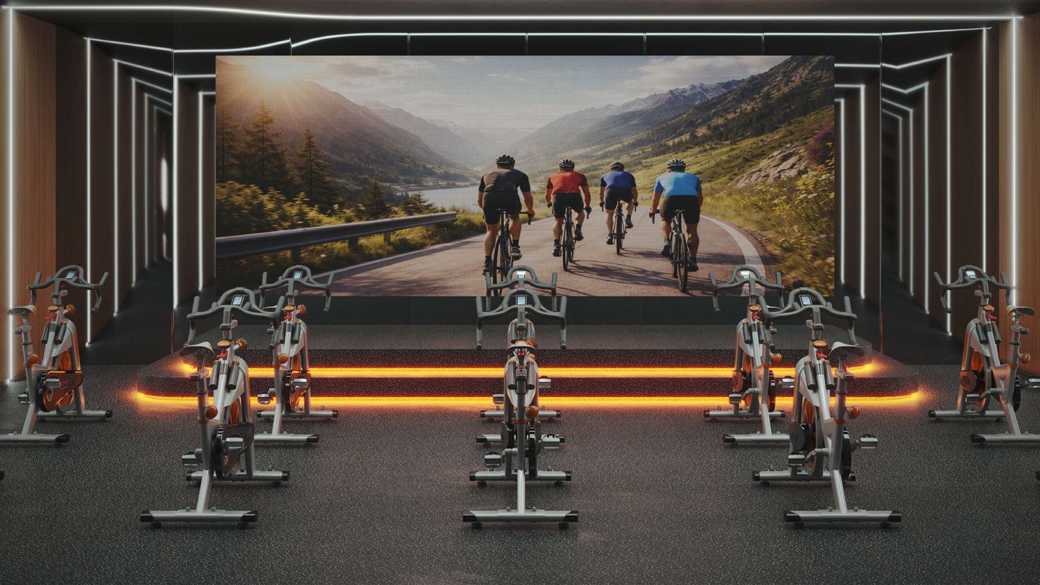 Spin studio with immersive screen