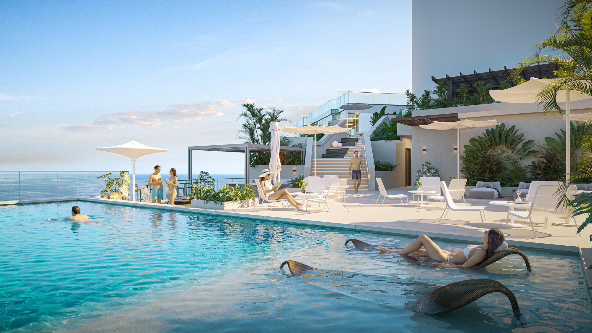 Infinity pool with cabanas, Blue Level