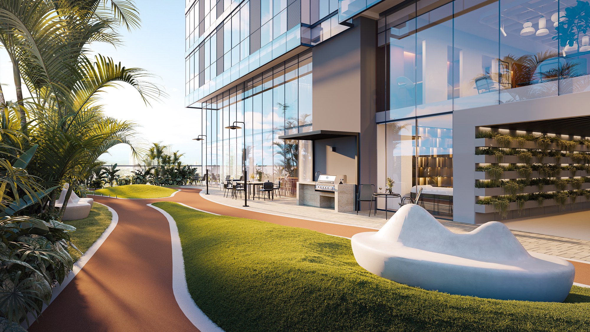 Running track and co-working terrace
