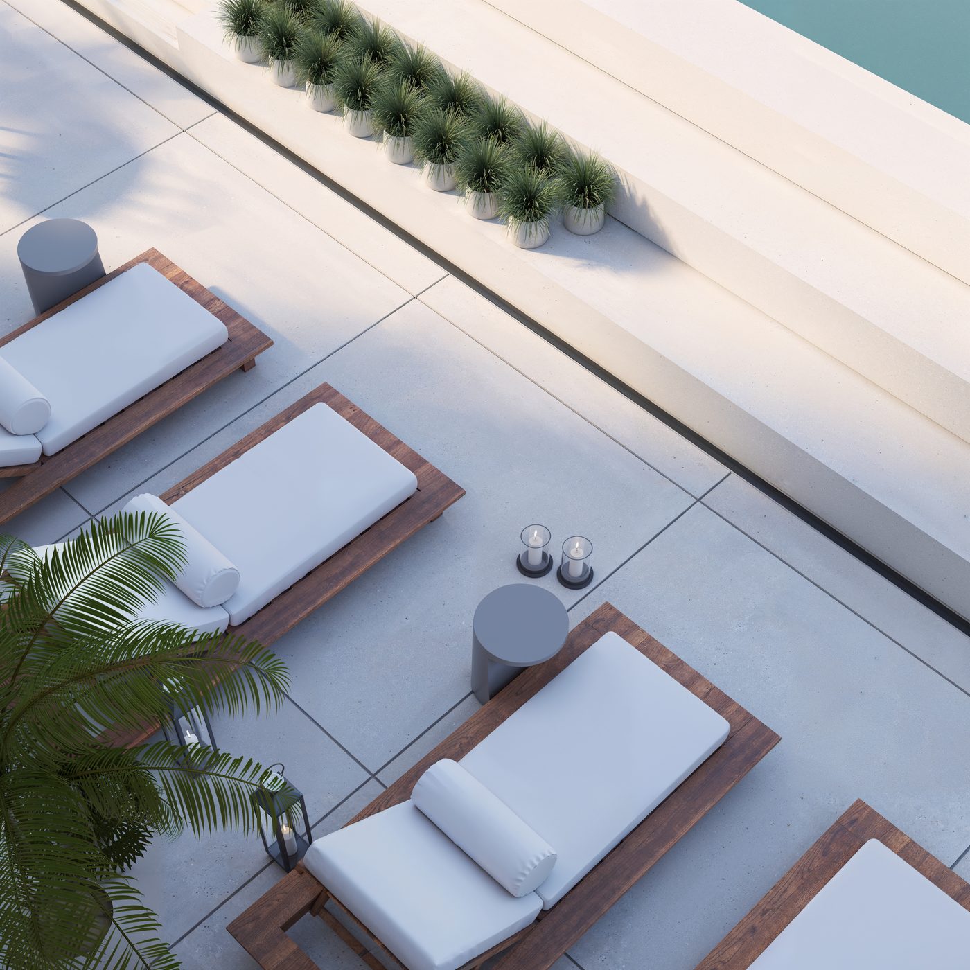 Pool deck & sun loungers